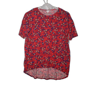 LuLaRoe Irma Red Floral Short Sleeve T Shirt Top Womens Plus Size 2XL NEW